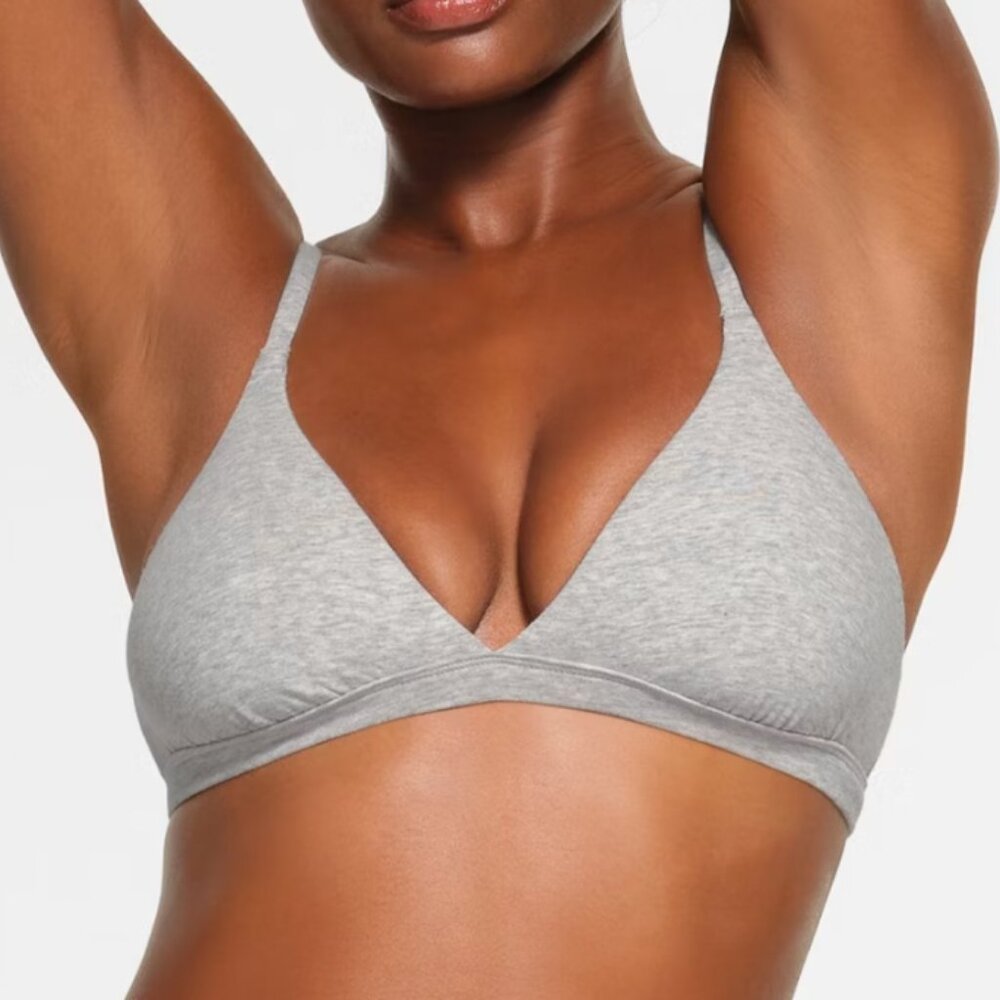 SKIMS Cotton Jersey Triangle Bralette, Grey Large